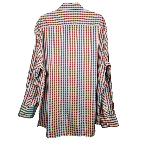 Robert Graham Red Green Silver Checkered Plaid Button Up Shirt Men's Size 2XL - Picture 3 of 9
